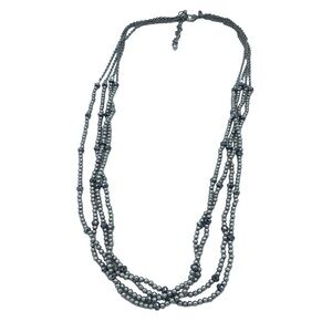 Chico’s silver tone beaded multi strand necklace sparkly statement